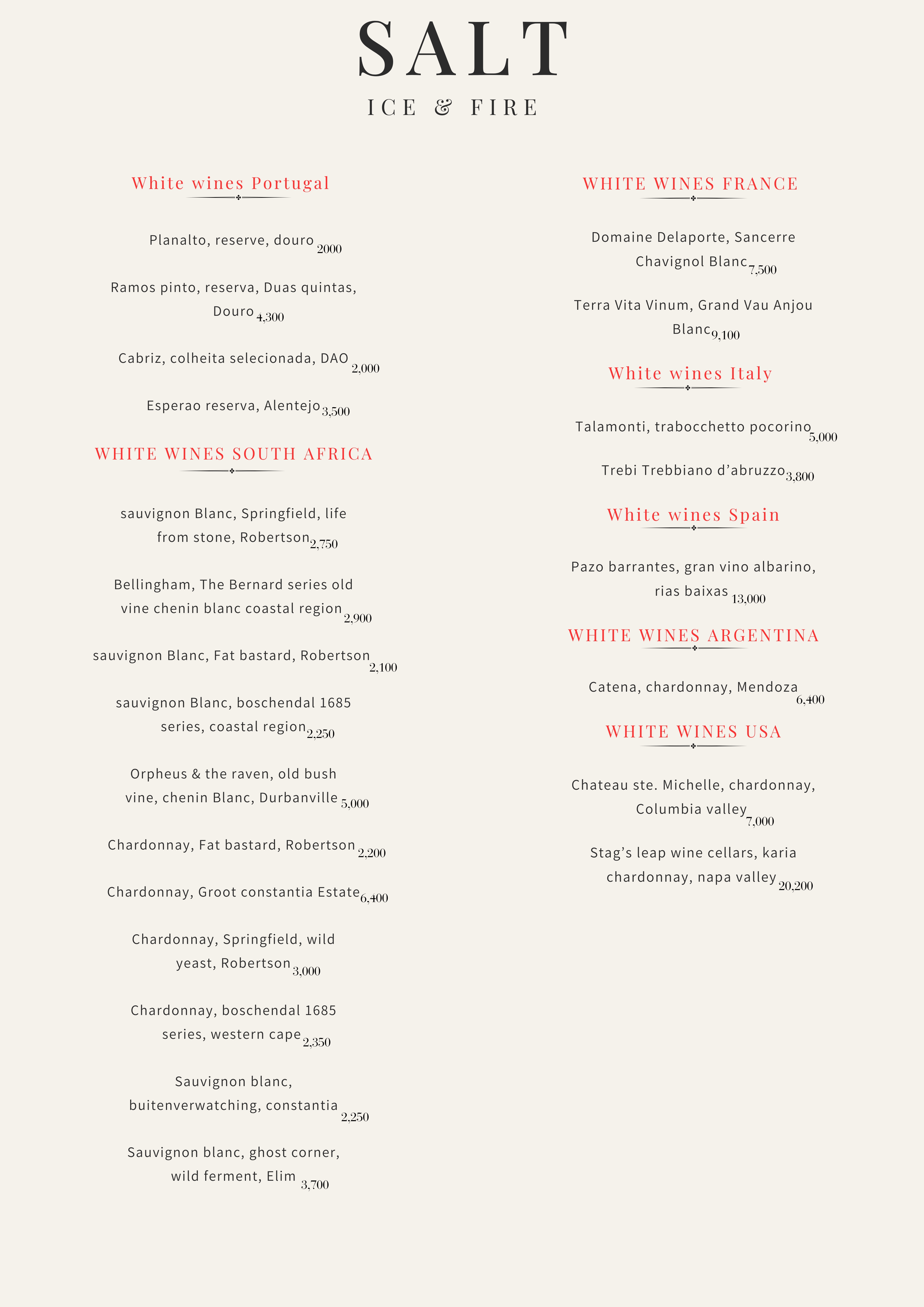 Portuguese Drinks Menu Page 3